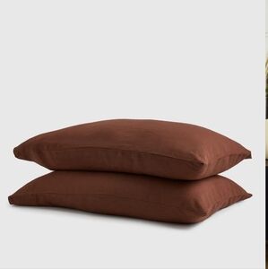 Quince Linen King Size Pillowcases (2) In Bordeaux NEW